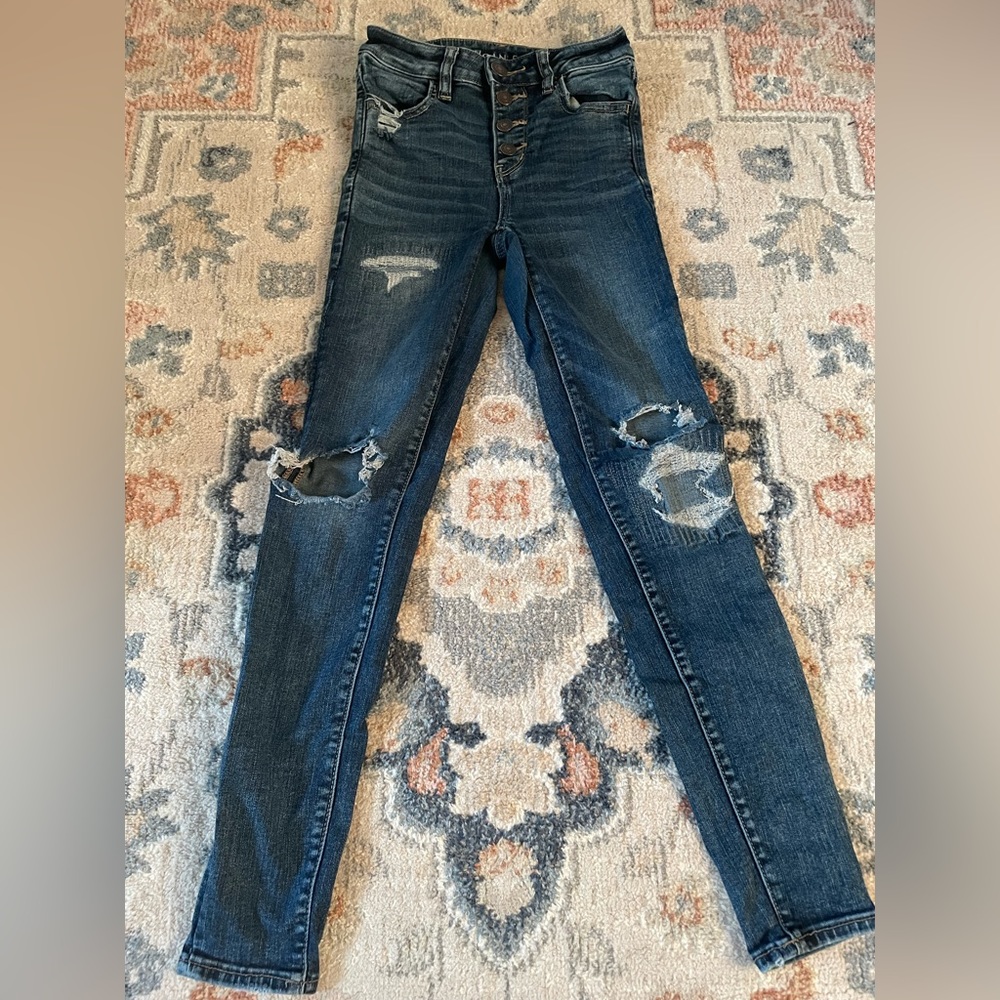 Blue holy skinny jeans